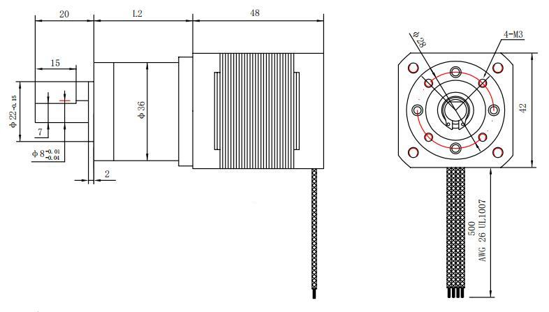 Nema 17 Stepper Motor Bipolar L=48mm w/ Gear Ratio 5:1 Planetary Gearbox -  17HS19-1684S-PG5